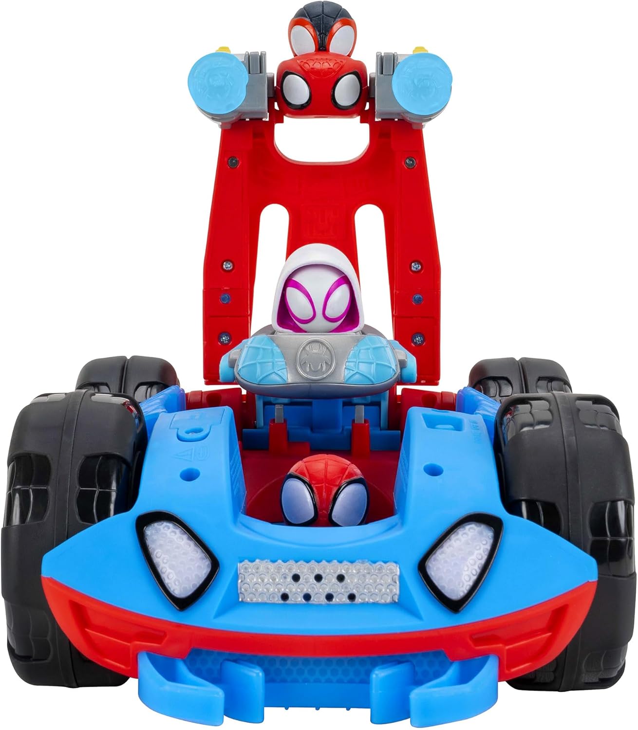 MARVEL Spidey and His Amazing Friends Team Spidey Flip and Reveal Cruiser - 11-Inch Double-Sided Vehicle with Lights, Sounds, and Web Blast Launchers