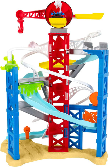 MARVEL Spidey and His Amazing Friends Construction Zone Chaos Track Set - 2-Foot High Dual Race Track with Zip Line, Play Zones, and Exclusive Vehicles