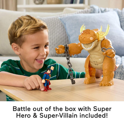 Fisher-Price Imaginext Superman Toy with Lights, Sounds, Motion & 3-inch Action Figure, 10-inch Monster with Chains, JDL07