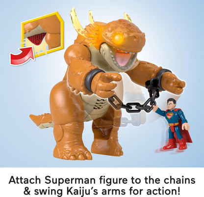 Fisher-Price Imaginext Superman Toy with Lights, Sounds, Motion & 3-inch Action Figure, 10-inch Monster with Chains, JDL07