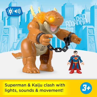 Fisher-Price Imaginext Superman Toy with Lights, Sounds, Motion & 3-inch Action Figure, 10-inch Monster with Chains, JDL07