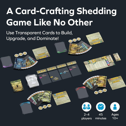 Allplay Ruins Card Game - Transparent Card-Crafting Shedding Game for 2-5 Players, Designed by John D. Clair, Ages 10+