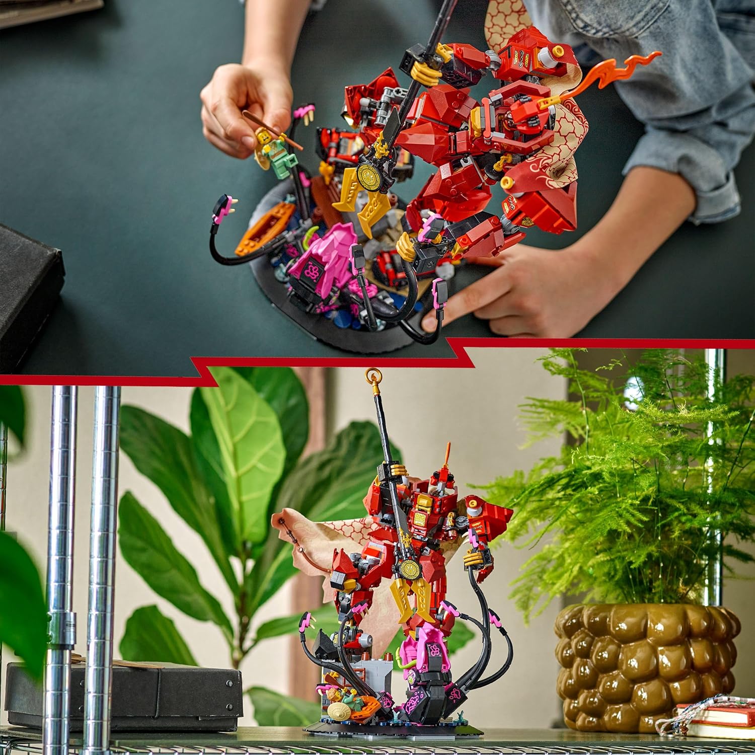 LEGO Ninjago The Fire Knight Mech Toy - Monstrosity Building Set with a Posable Figure, 2 Minifigures & a Sea Monster on a Display Stand - Birthday Gift for 14+ Year Old Boys and Teenagers - 71846
