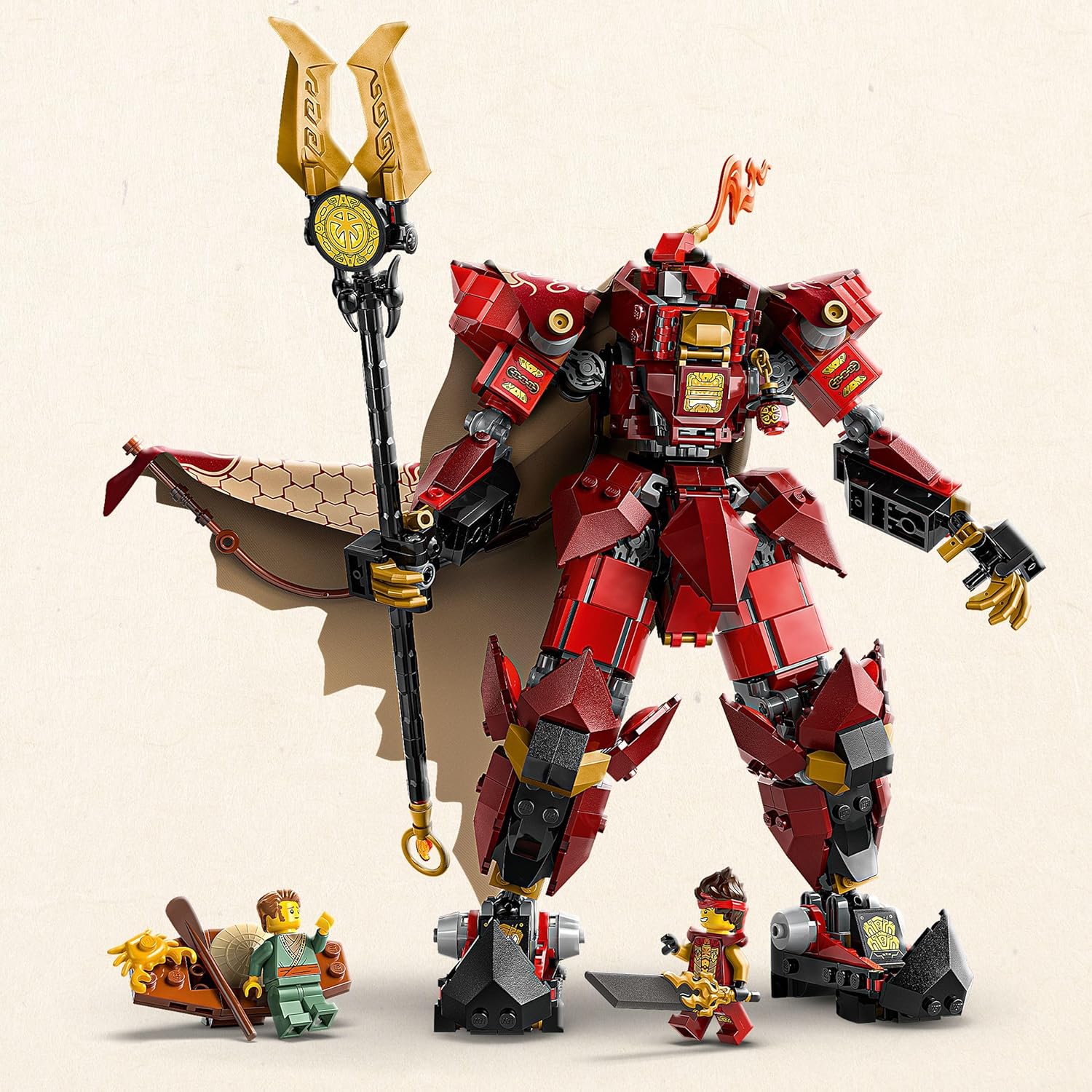 LEGO Ninjago The Fire Knight Mech Toy - Monstrosity Building Set with a Posable Figure, 2 Minifigures & a Sea Monster on a Display Stand - Birthday Gift for 14+ Year Old Boys and Teenagers - 71846