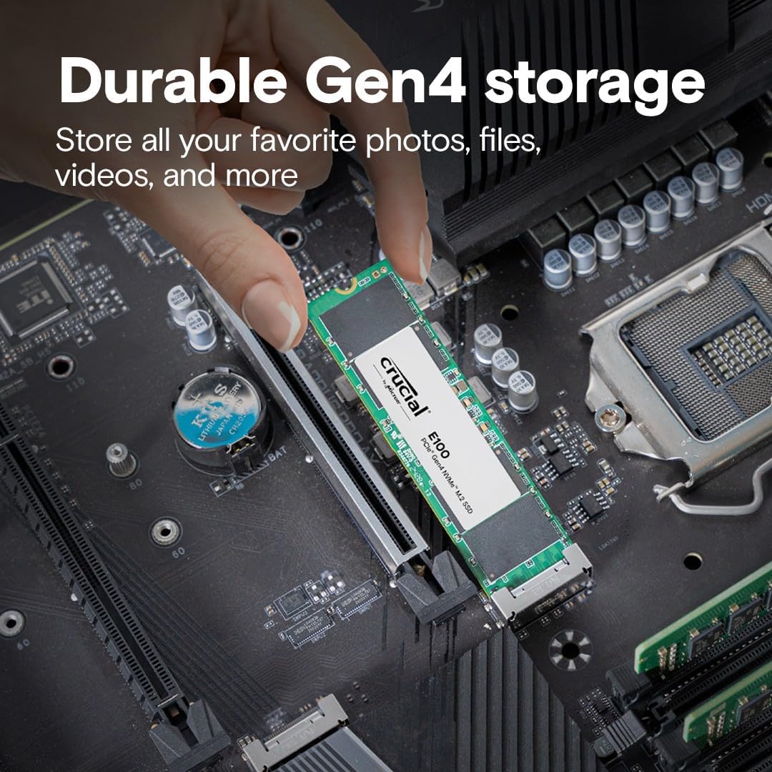 Crucial E100 2TB M.2 NVMe PCIe Gen4 Internal SSD, Up to 5,000MB/s, Laptop & Desktop Compatible - CT2000E100SSD8