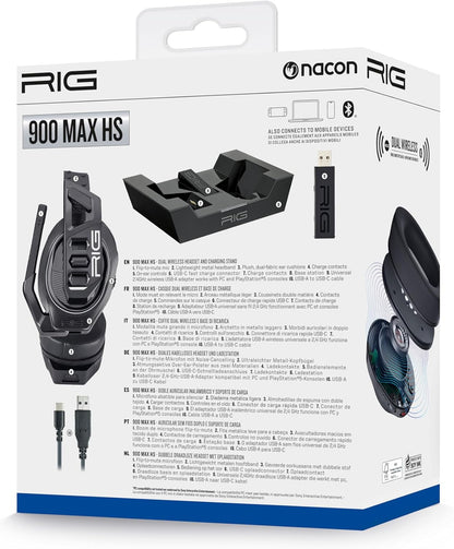 Gaming-headset en Bluetooth-basisstation, 2,4 GHz verbinding, 60 uur, officiële Playstation 5, compatibel met pc RIG900