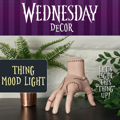 Blue Sky Studios Wednesday Light, Thing Hand Bedroom Decor, Scary Halloween Lamp, Licensed Wednesday Merchandise and Room Decor for Girls