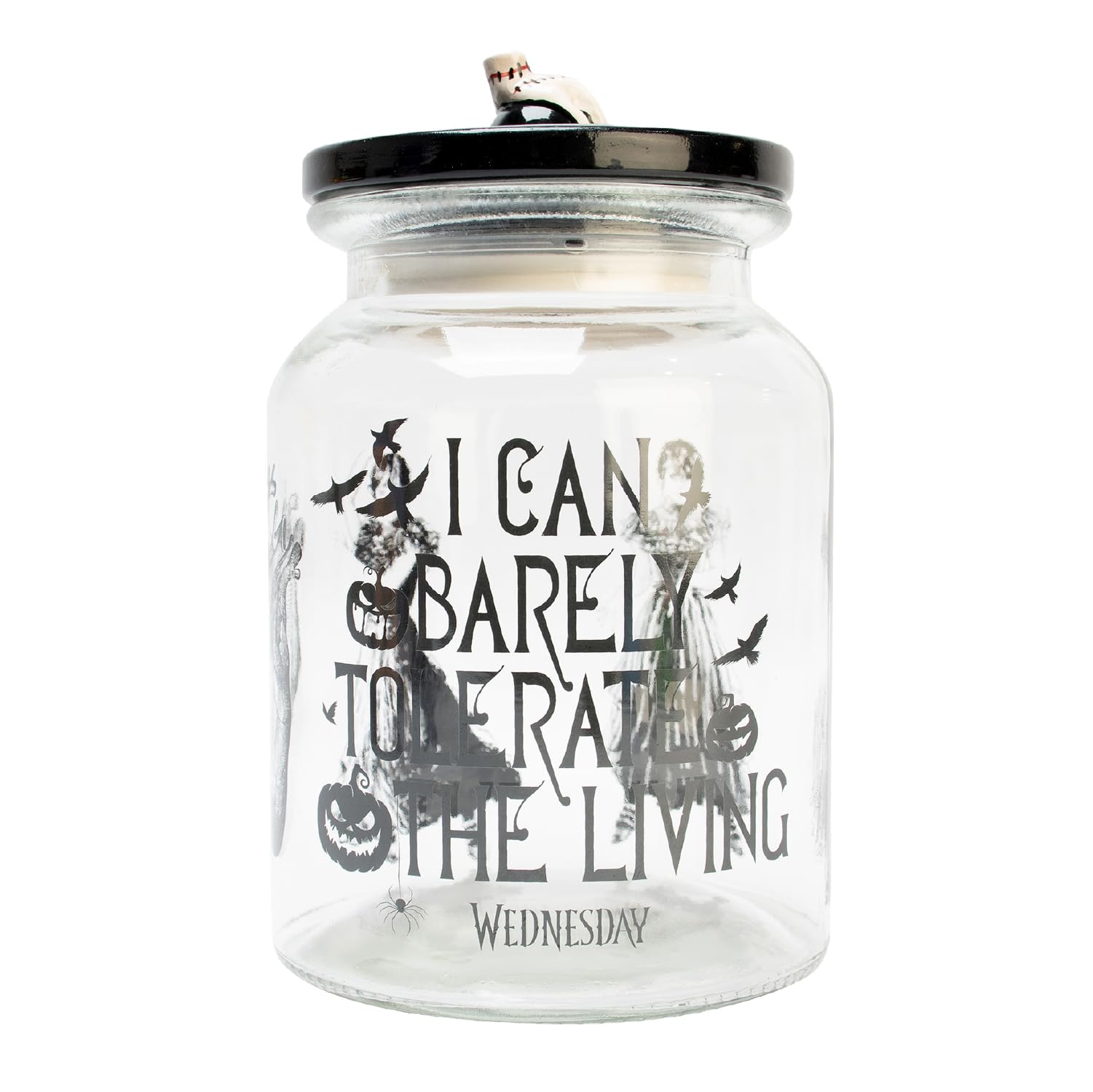 Blue Sky Studios Wednesday Biscuit Jar Food Storage Container Store Dog Treats & Sweets 20 x 12 cm Goth Kitchen Decor Ceramic Thing Lid Novelty Merchandise