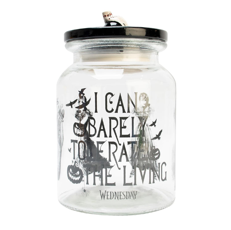 Blue Sky Studios Wednesday Biscuit Jar Food Storage Container Store Dog Treats & Sweets 20 x 12 cm Goth Kitchen Decor Ceramic Thing Lid Novelty Merchandise
