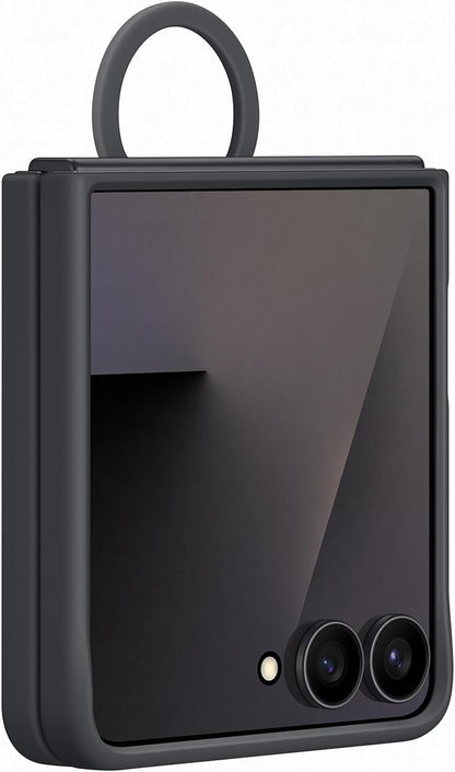 Samsung Silicone Case with Ring Custodia pieghevole in silicone con anello per Galaxy Z Flip7, Black