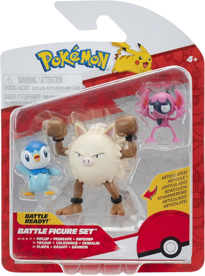 Pokémon PKW4088 - Battle Figure Set - Bähmon, Plinfa, Rasaff, offizielles Figuren Set
