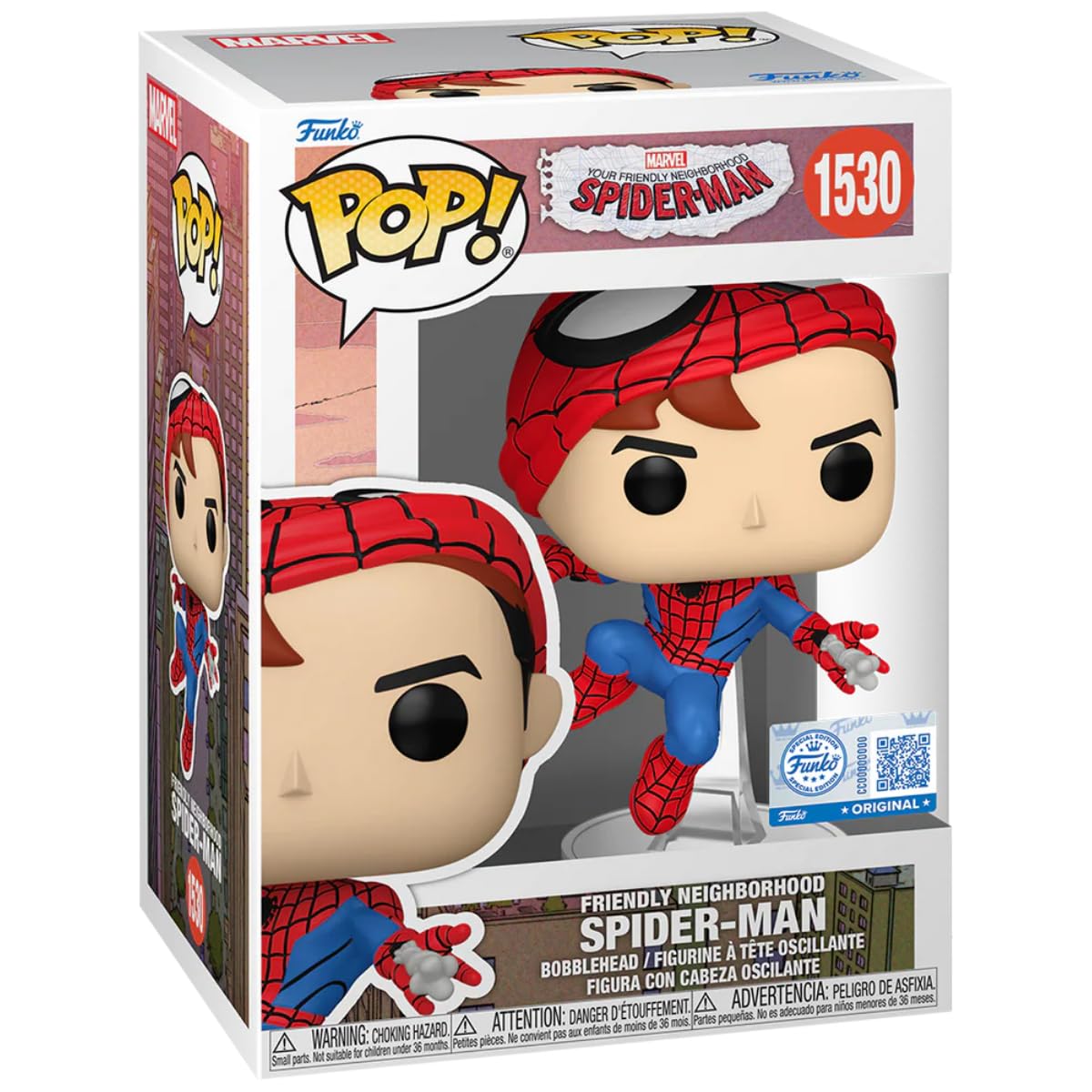Funko Pop! Marvel: Spider-Man – Your Friendly Neighborhood Spider-Man (Unmasked) Exclusive Vinyl Figure #1530 – 9cm Collectible Toy