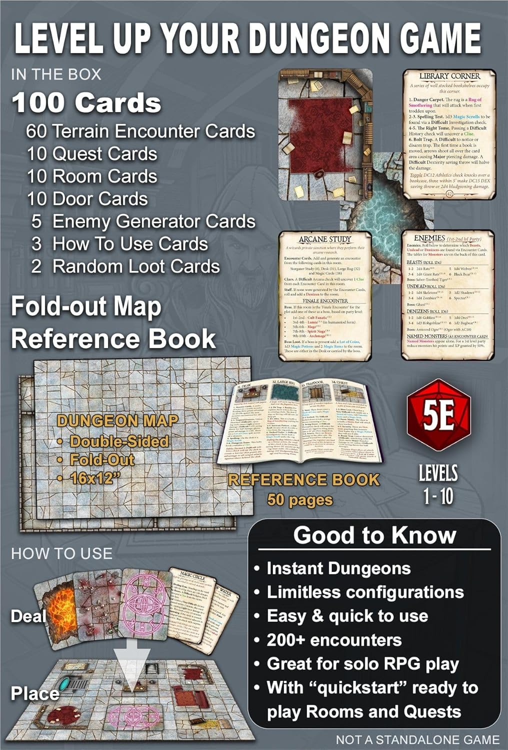 Loke, Dungeon Designers Deck Deal Your Own Dungeon - for Ages 14 and Up