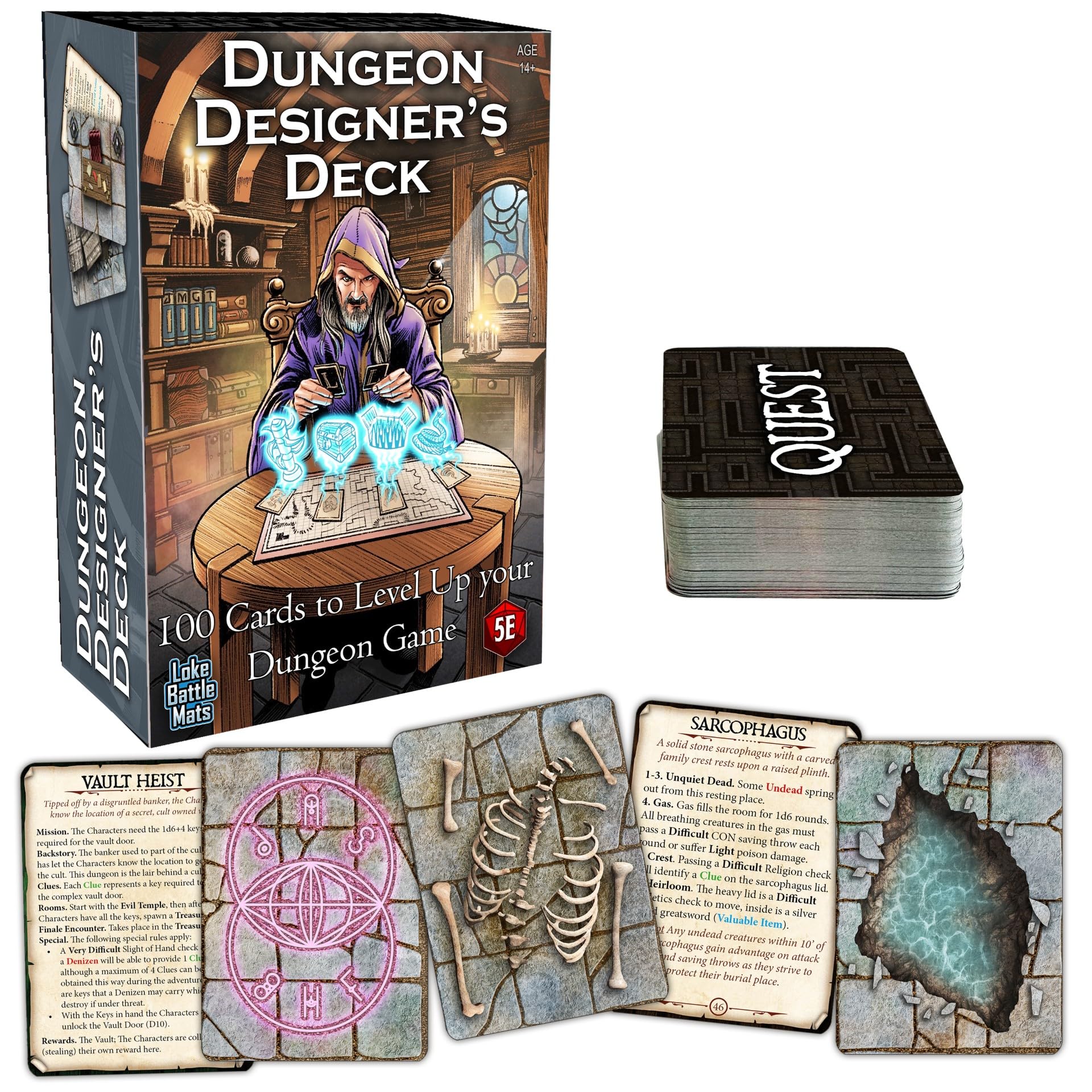 Loke, Dungeon Designers Deck Deal Your Own Dungeon - for Ages 14 and Up