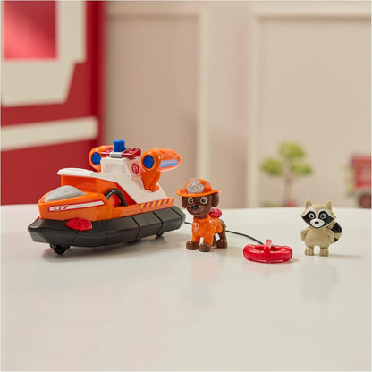 Paw Patrol Fire Rescue: Zuma Rescue Fire Boat with Action Figure, Launching Lifesaver, Raccoon and Toy Boat, Kids Toys for Boys and Girls Ages 3 and Up