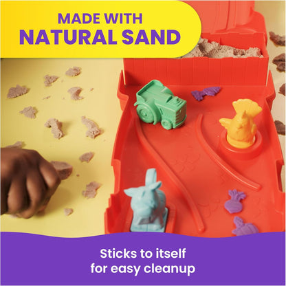 Kinetic Sand, Sandy Farm Set with 340g Play Sand, 6 Tools and Moulds, Reusable Barn Storage Case, Toddler Toys, Kids’ Toys for Girls and Boys Aged 3 and up