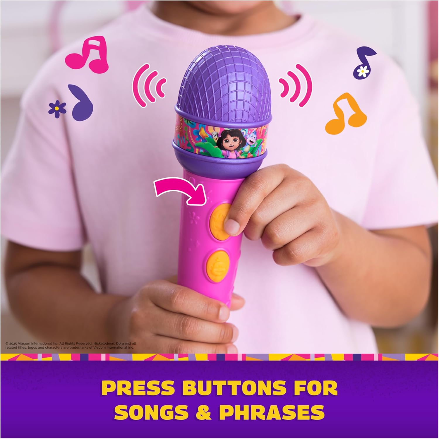 DORA, Rainforest Rhythms Microphone with Music, Sound Fx and Bilingual Phrases, Kids Toys for Girls and Boys Ages 3 and Up