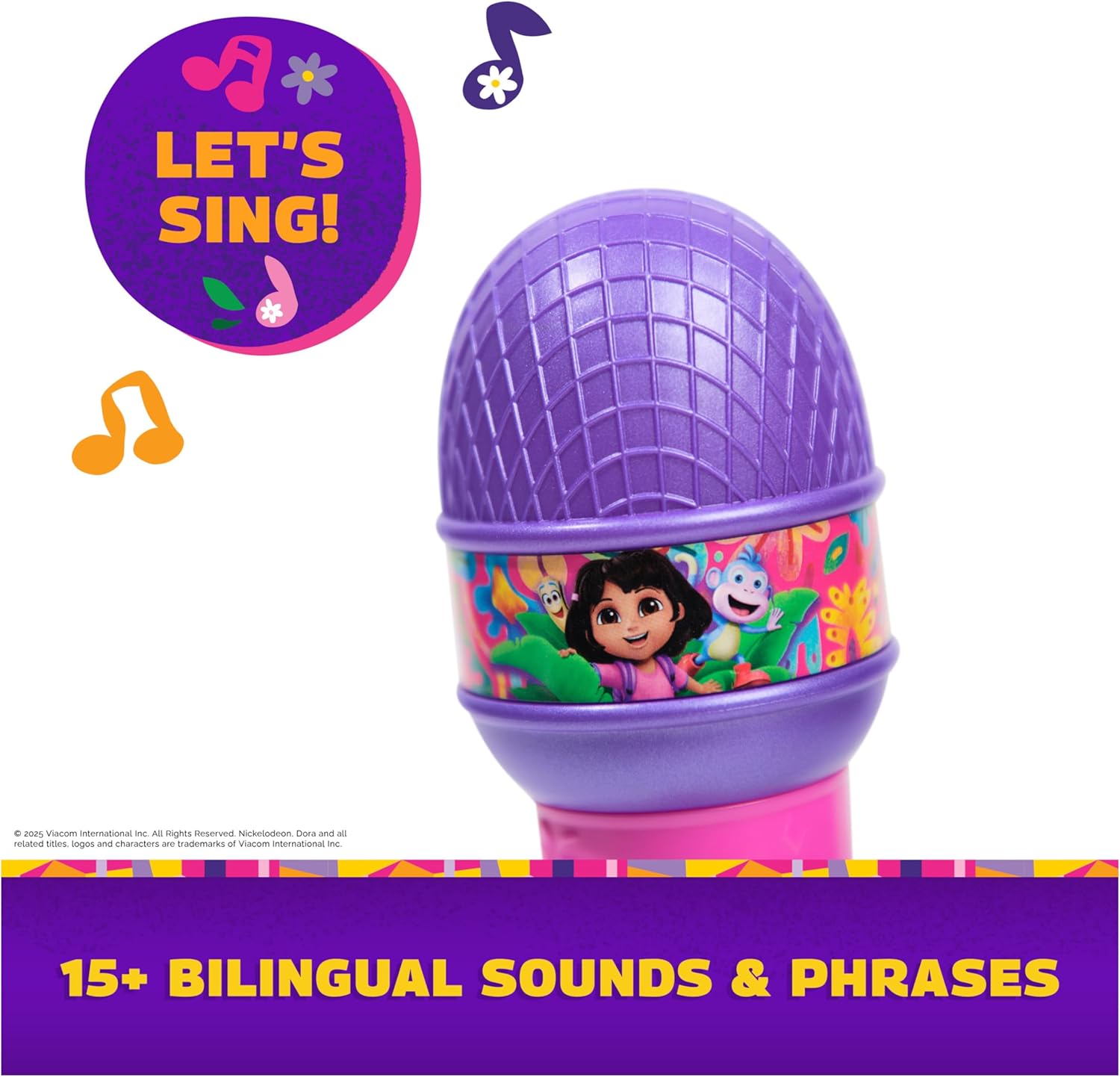 DORA, Rainforest Rhythms Microphone with Music, Sound Fx and Bilingual Phrases, Kids Toys for Girls and Boys Ages 3 and Up