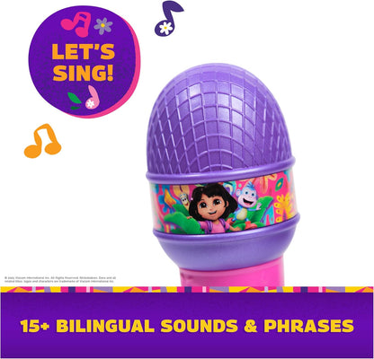 DORA, Rainforest Rhythms Microphone with Music, Sound Fx and Bilingual Phrases, Kids Toys for Girls and Boys Ages 3 and Up