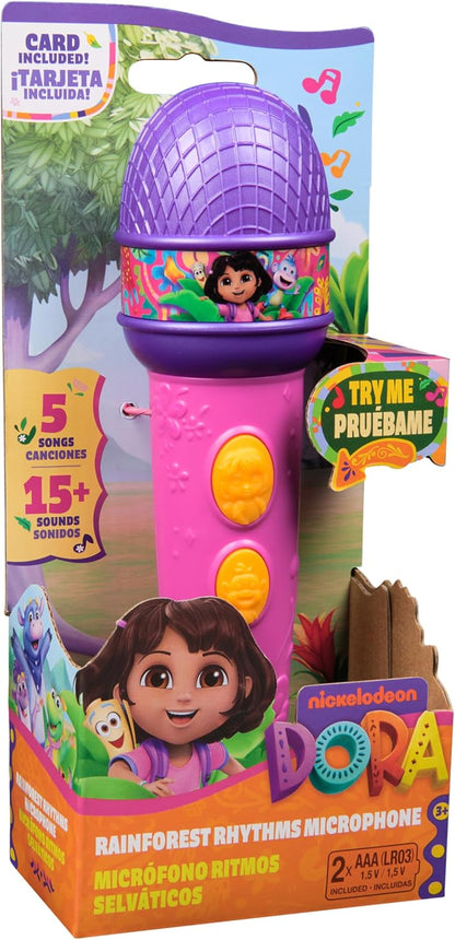 DORA, Rainforest Rhythms Microphone with Music, Sound Fx and Bilingual Phrases, Kids Toys for Girls and Boys Ages 3 and Up