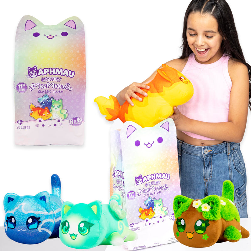 Aphmau MeeMeows 11” Classic Mystery Plush, Elemental, Plush Mystery Box, Blind Box, 1 of 8 Possible Elemental MeeMeows, Official Merch