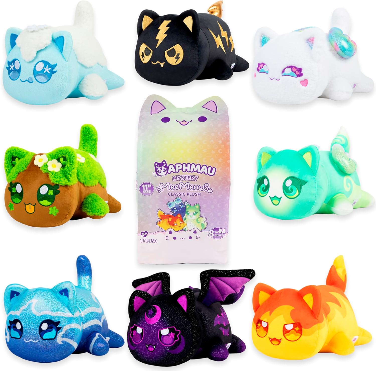 Aphmau MeeMeows 11” Classic Mystery Plush, Elemental, Plush Mystery Box, Blind Box, 1 of 8 Possible Elemental MeeMeows, Official Merch