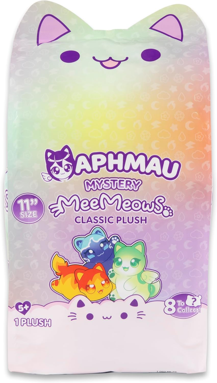 Aphmau MeeMeows 11” Classic Mystery Plush, Elemental, Plush Mystery Box, Blind Box, 1 of 8 Possible Elemental MeeMeows, Official Merch