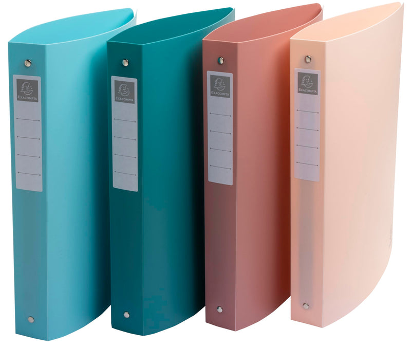 Exacompta - Ref 54470E - Pack of 4 Skandi semi-Rigid Binders - Recycled PP - 2 Round Rings - 40mm Spine - External Size: 32x27cm - Format to File A4 Maxi - 4 Assorted Colours