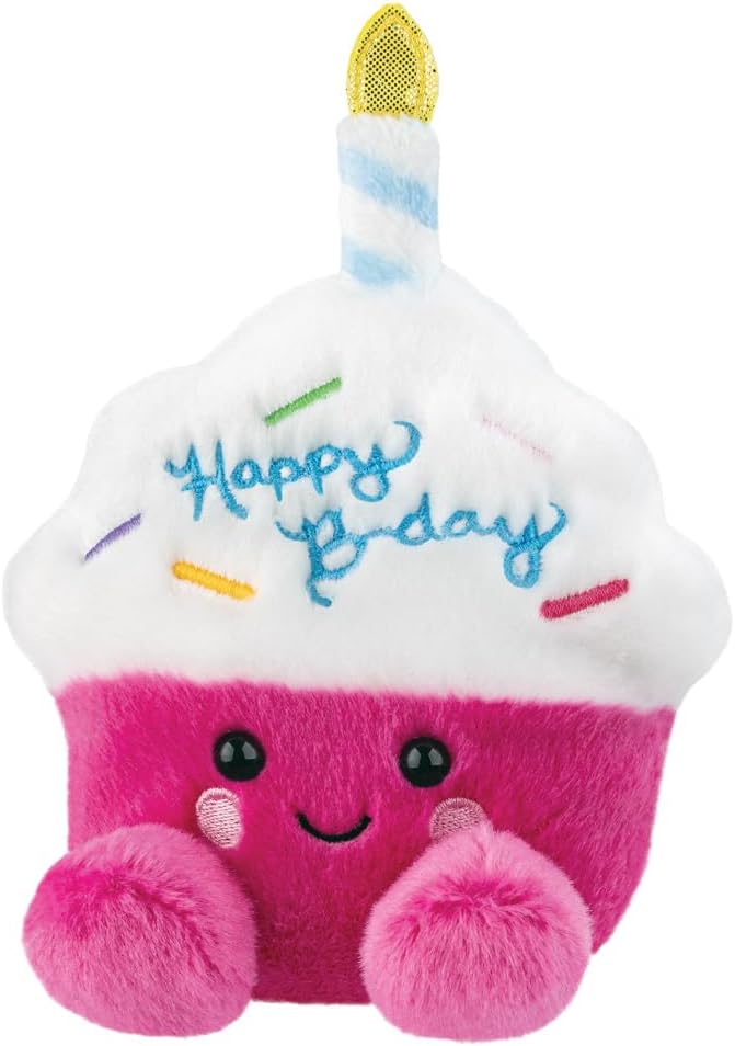 Aurora, 61637, Palm Pals Sparkle Birthday Cupcake 5in, Soft Toy, Pink & White