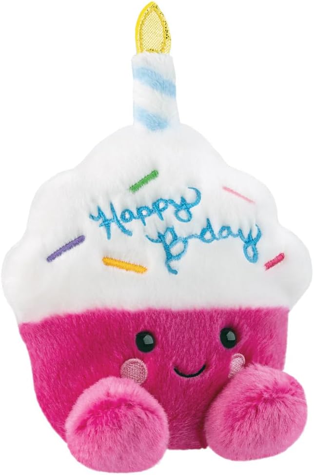 Aurora, 61637, Palm Pals Sparkle Birthday Cupcake 5in, Soft Toy, Pink & White