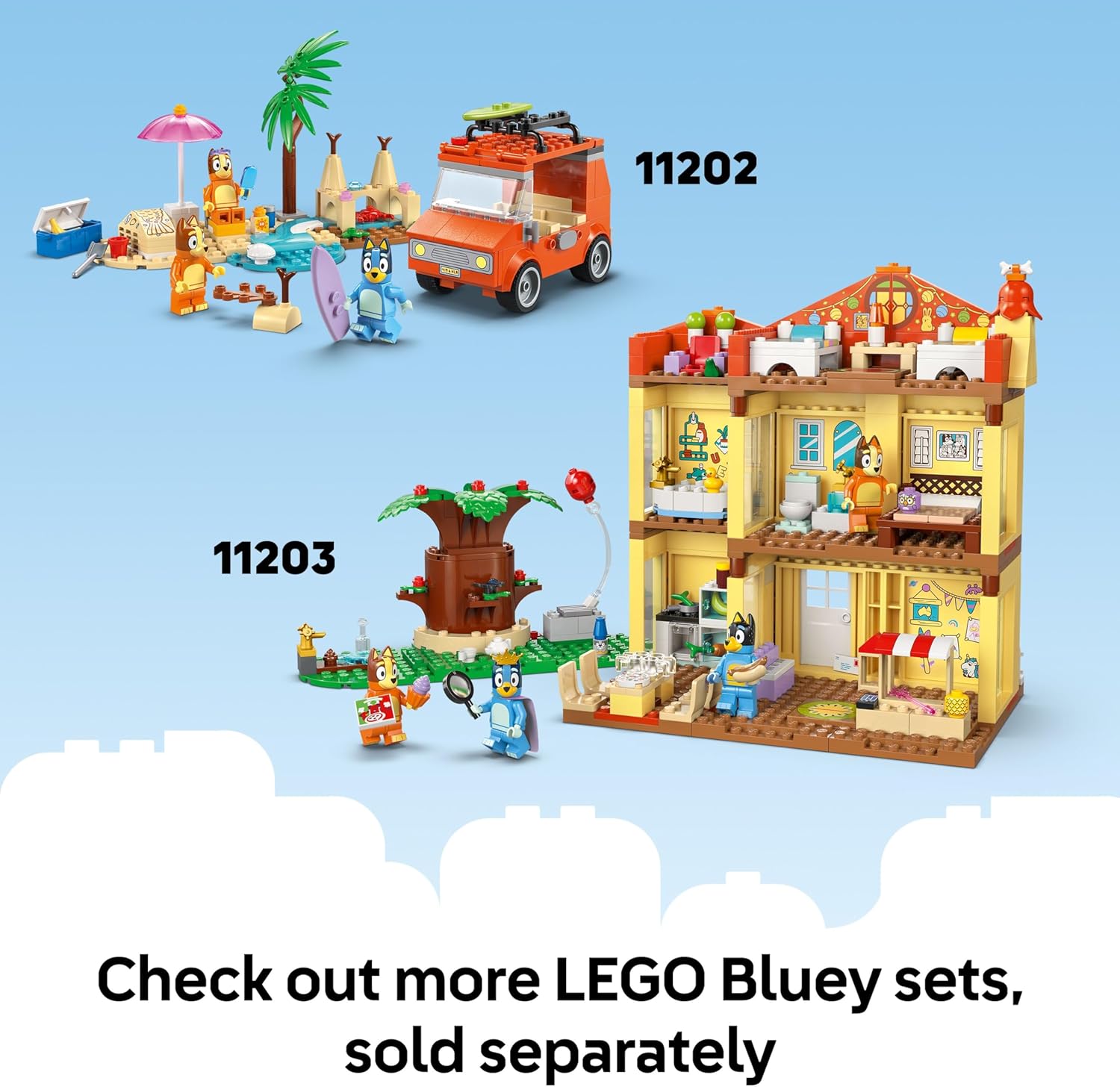 LEGO Bluey Playground Fun with Bluey and Chloe - Toy for 4+ Year Old Girls & Boys - incl. 2 Minifigures, a Functional Pink See-Saw, Slide, Climbing Frame & 3 Plants - Gift for TV Show Fans - 11201