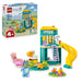 LEGO Bluey Playground Fun with Bluey and Chloe - Toy for 4+ Year Old Girls & Boys - incl. 2 Minifigures, a Functional Pink See-Saw, Slide, Climbing Frame & 3 Plants - Gift for TV Show Fans - 11201