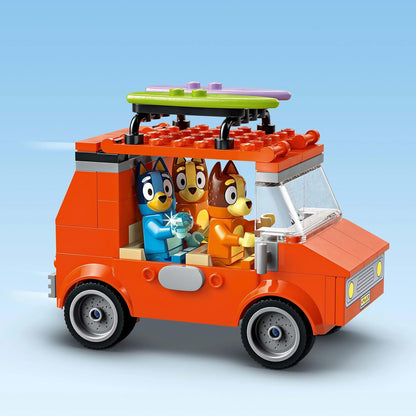 LEGO Bluey: Bluey's Beach & Family Car Trip Toy with 3 Minifigures incl. Bingo & Chilli, plus 2 Surfboards, a Sand Castle & Fun Accessories - Birthday Gift for 4+ Year Old Girls & Boys - 11202