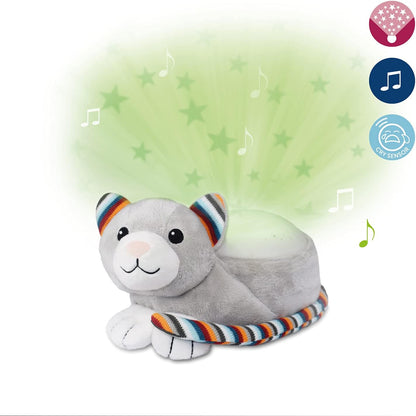 ZAZU Kiki The Kitten Projektor - Baby Lichtprojektor mit beruhigenden Melodien (Herzschlag-Sound, Naturgeräusche oder Lounge-Musik) | Schrei-Sensor | Automatische Abschaltung | waschbar