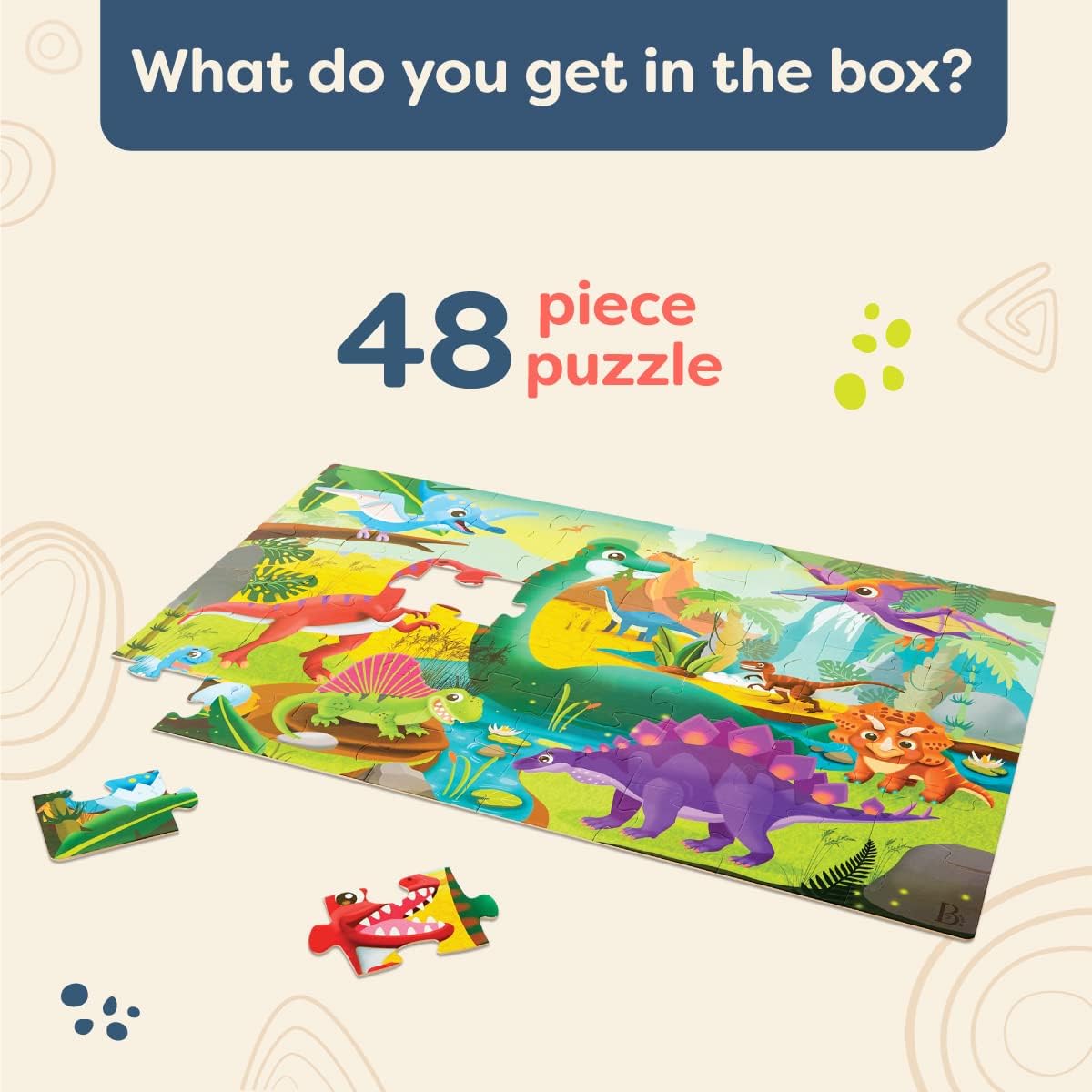 B. toys Floor 48-delige dinosaurus puzzel voor kinderen - educatief & ontwikkelingsspeelgoed - 3 jaar + - Gigantic Jigsaw-dinosaurus (Branford BX220Z