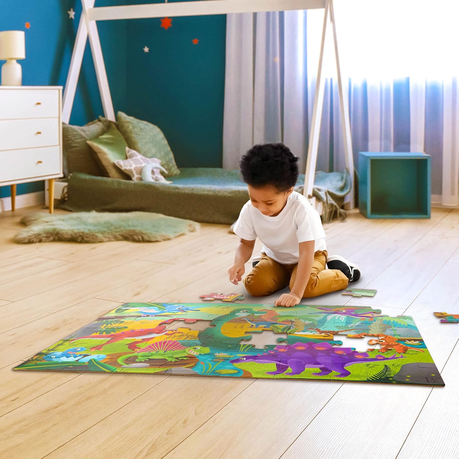 B. toys Floor 48-delige dinosaurus puzzel voor kinderen - educatief & ontwikkelingsspeelgoed - 3 jaar + - Gigantic Jigsaw-dinosaurus (Branford BX220Z