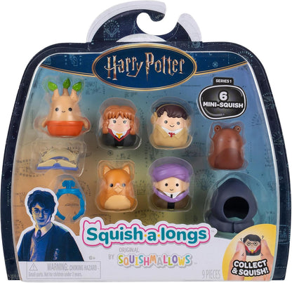 Squish-a-longs “Harry Potter” Mini-Squish + Accessory 6-Pack - 6 “Harry Potter” Mini-Squish—Hermione Granger, Chocolate Frog, Mandrake, accessories and more