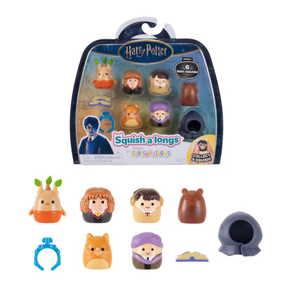Squish-a-longs “Harry Potter” Mini-Squish + Accessory 6-Pack - 6 “Harry Potter” Mini-Squish—Hermione Granger, Chocolate Frog, Mandrake, accessories and more
