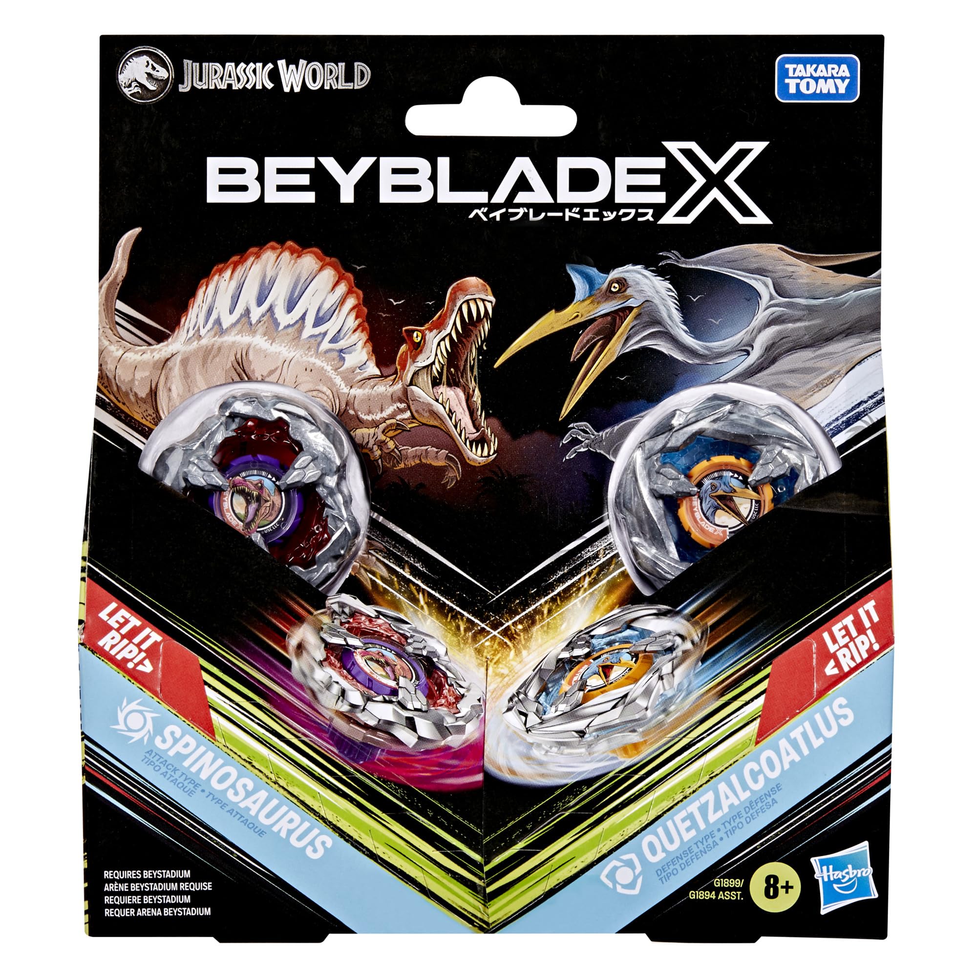 Beyblade X Jurassic World Collab Spinosaurus vs Quetzalcoatlus Multipack Set