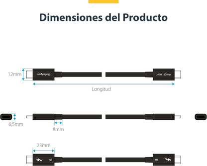 Certified Thunderbolt 5 Cable 80Gbps/120Gbps/8K 60Hz/240W Pd