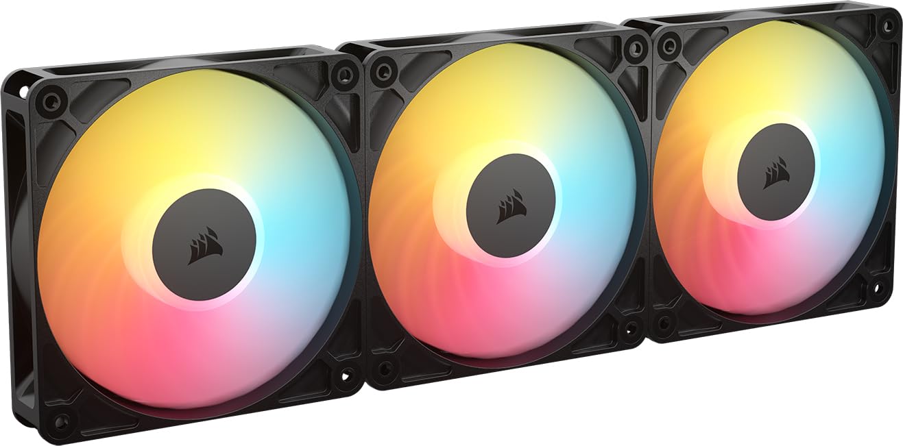 CORSAIR RS120-R Ventole ARGB 5V PWM 120mm Inverse Flow – 3 Pezzi – 8 LED RGB, Rotore Inverso, Alta Pressione Statica, Daisy-Chain, Cuscinetto Magnetico, Modalità Zero RPM –