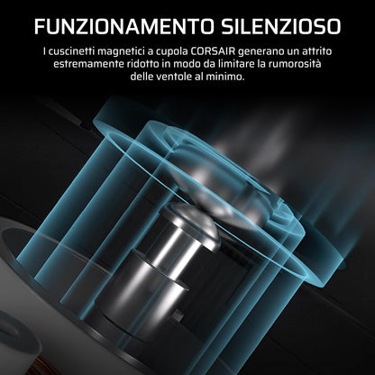 CORSAIR RS120-R Ventole ARGB 5V PWM 120mm Inverse Flow – 3 Pezzi – 8 LED RGB, Rotore Inverso, Alta Pressione Statica, Daisy-Chain, Cuscinetto Magnetico, Modalità Zero RPM –