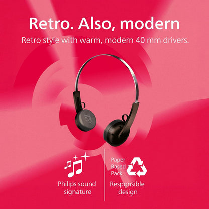 Philips CENTURY 2000 Series Wireless On-Ear Headphones TAH2000TL/00 “The Ringo” | Retro Bluetooth 5.4 Headphones with 26h Play Time, Multipoint, Mic, On-Ear Controls & Spare Cushions