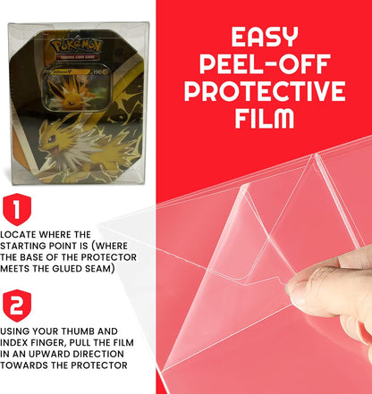 EVORETRO Plastic Display Case Protector for Pokemon Medium Tin Packaging - 5-Pack 0.40 mm Thick Archival Grade, Clear Transparent Protective Cases, Stackable, Custom Fit for Easy Setup and Storage