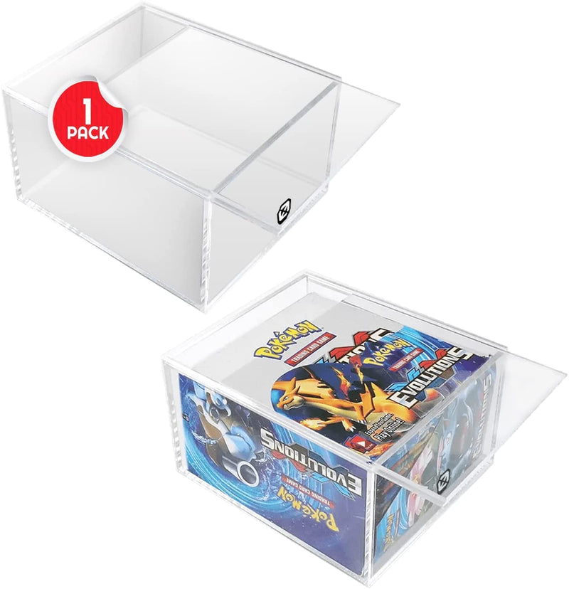 EVORETRO Acrylic Display Case Protector for Pokemon Booster Box - 1-Pack with Sliding Lid, Anti-UV Acrylic Case Protector Stackable. Keep Your Collection in Mint Condition.
