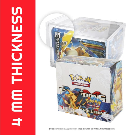 EVORETRO Acrylic Display Case Protector for Pokemon Booster Box - 1-Pack with Sliding Lid, Anti-UV Acrylic Case Protector Stackable. Keep Your Collection in Mint Condition.