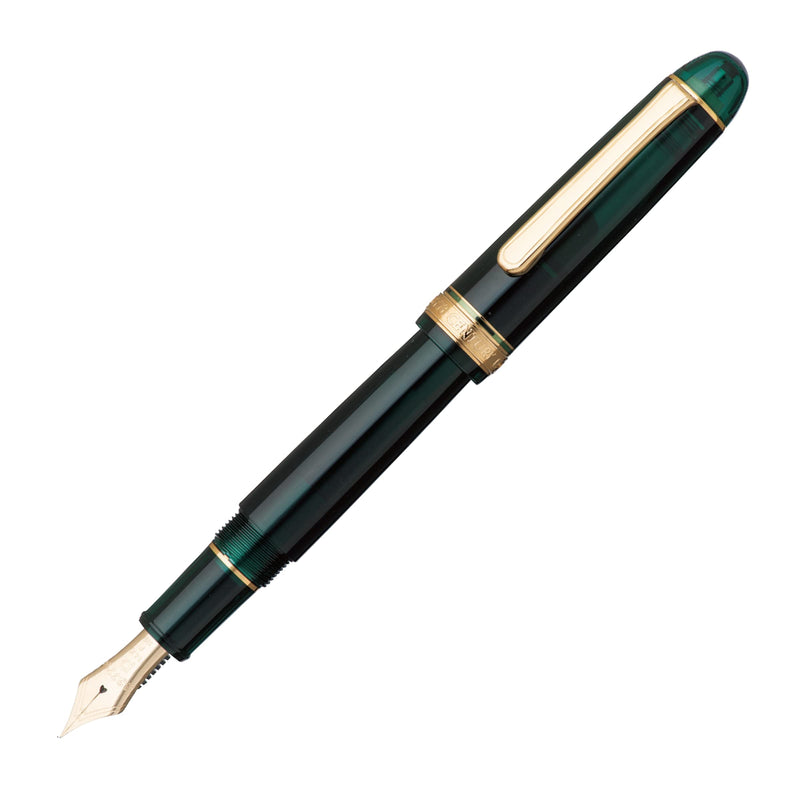 PLATINUM Japanese Fountain Pen #3776 Century Gold Trim Laurel Green F/Green / 0.28-0.34 mm/Handmade / 14K Gold Nib/with Gift Box/Fountain Pen, PNB15000-41F