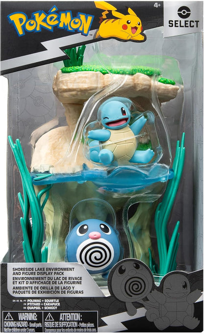 Jazwares - Pokemon Environment Figuren Set - Poliwag & Squirtle
