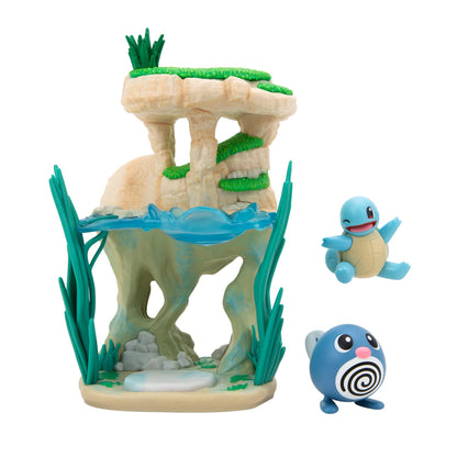 Jazwares - Pokemon Environment Figuren Set - Poliwag & Squirtle
