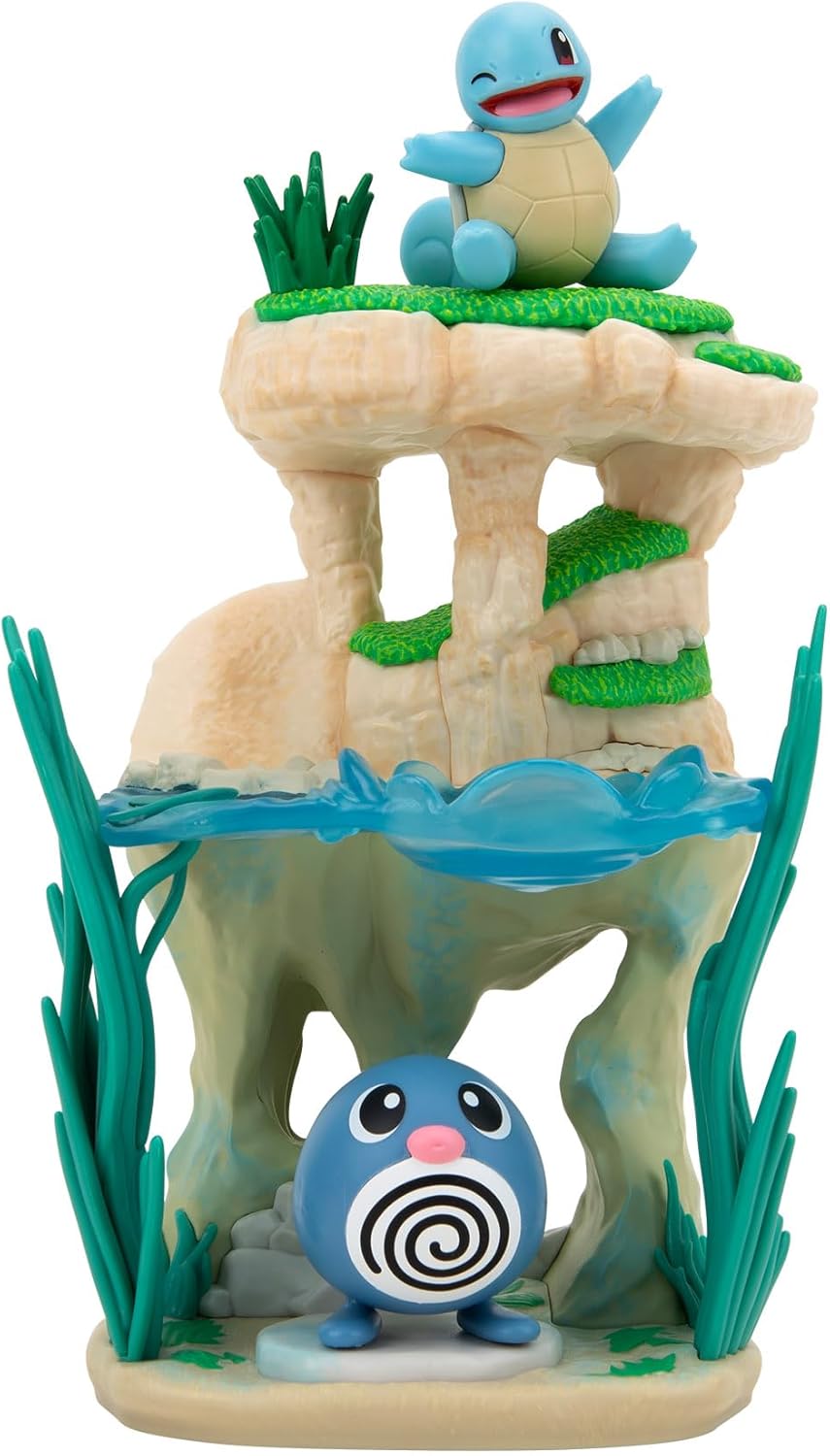 Jazwares - Pokemon Environment Figuren Set - Poliwag & Squirtle
